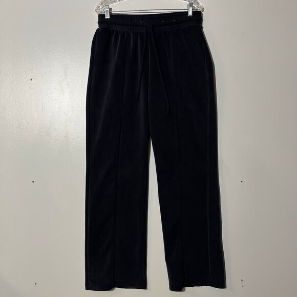 FLX Black Velour Wide Leg High Rise Comfy Pants Women’s Size Large - Picture 1 of 7